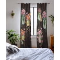 thumbnail image 3 of Pink Spring Floral Sheer Curtains 63 Inch Length 2 Panels Set for Living Room/Bedroom, Farmhouse Botanical Wooden Retro Art Kitchen Curtains Grommet Semi-Sheer Curtains Window Treatments 42"x63"x2, 3 of 7