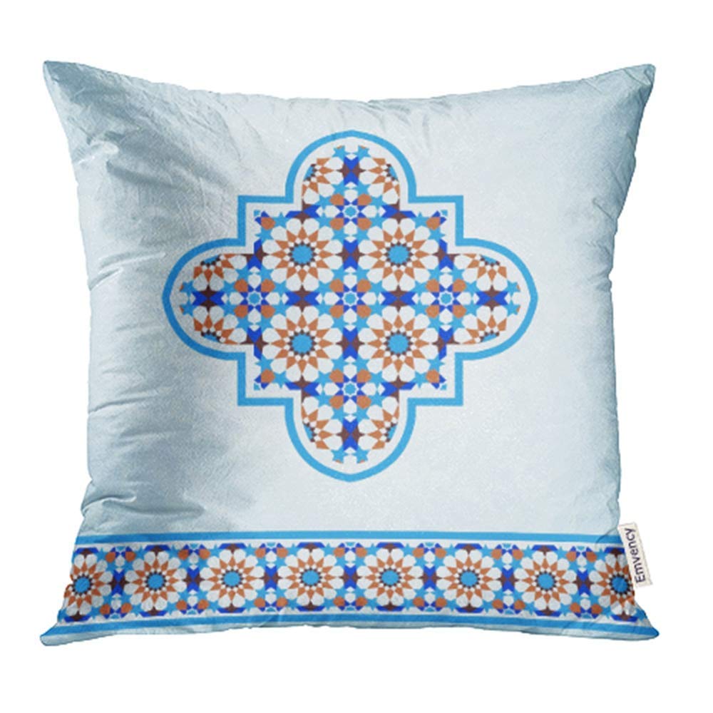 ARHOME Blue Morocco Traditional Moroccan Mosaic Design Quatrefoil and