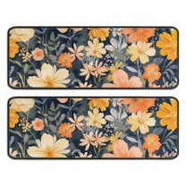 Kitchen Rugs Sets Of 2,Pioneer Flower Floral Print Pattern Anti Fatigue Kitchen Mat Rugs Non Slip Washable,Decorative Kitchen Floor Mats for Kitchen,Sink,Laundry,17"x47" 17"x47"