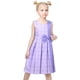 thumbnail image 2 of Vestido para Niña Morado con Contraste de Color, Corazón, Lazo, sin Mangas, Escolar, Casual, 7 Años, 2 of 6