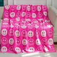 thumbnail image 7 of PacificPlex Plush Soft Smile Happy Face Blanket Reversible (50 x 60, Hot-Pink), 7 of 7