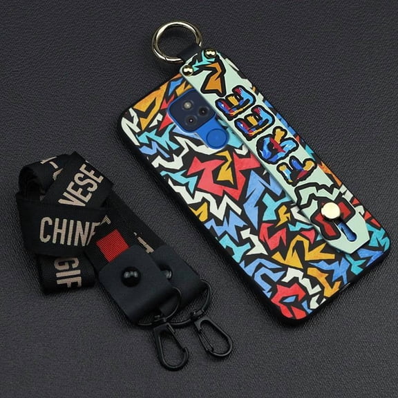 LYM-Phone Case For MOTO G Play 2021, Ring Phone Holder Dirt-resistant Anti-dust Shockproof Wrist Strap Soft case Waterproof Personality Back Cover Wristband Fashion Design Silicone