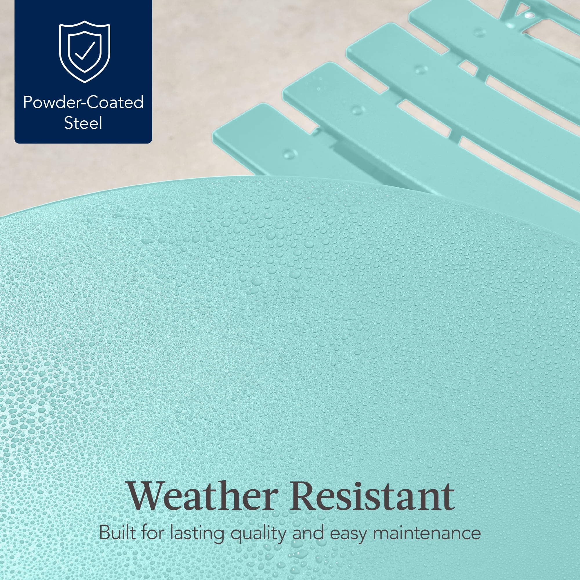 Best Choice Products 3-Piece Small Bistro Set, Folding Patio Furniture Set of 2 Chairs and Table - Aqua Blue