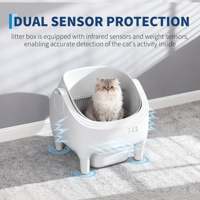 EDTara Self Cleaning Automatic Cat Litter Box, Odor-Free Waste Disposal With Trash Bags, Large Waste Bin, Open-Top Design, and App Control for Multiple Cats