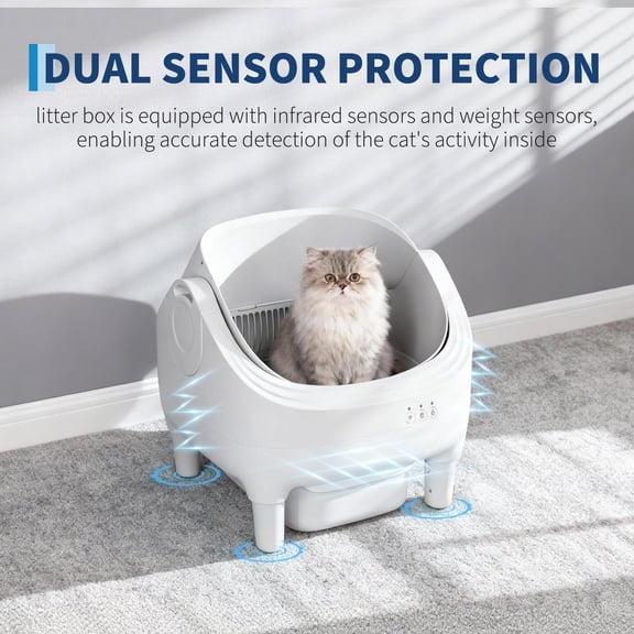 EDTara Self Cleaning Automatic Cat Litter Box, Odor-Free Waste Disposal With Trash Bags, Large Waste Bin, Open-Top Design, and App Control for Multiple Cats