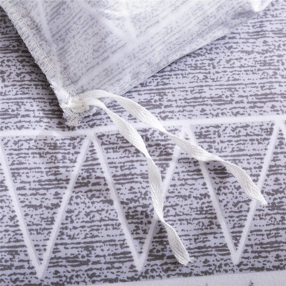 3 Pcs King Boho Duvet Cover, Black Geometric Pattern Printed on White Bohemian Comforter Cover Bedding Set (Grey Geometric)