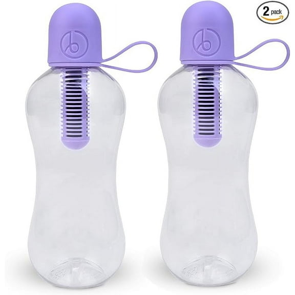 Bobble Classic Water Bottle, Filtered Water, BPA-Free Reusable Bottle, Soft Touch Carry Cap with Replaceable Carbon Filter for Sustainable Water and Hydration 18.5 oz - 2 Pack (Lavender)