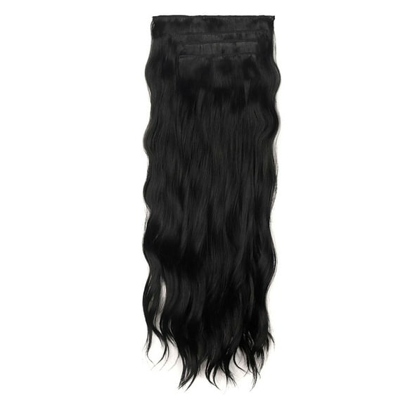 Beauty Under $15 Women'S Long Curly Hair Fake Water Ripple Curly Hair Four-Piece Set Of Chemical Fiber Hair Extensions Black