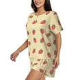 thumbnail image 2 of Fotbe Strawberries Print Pajama Set for Women 2 Piece Loungewear Short Sleeve Tops and Shorts Set Soft Sleepwear-Large, 2 of 7