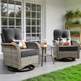 thumbnail image 5 of Ovios 3 Pieces Patio Furniture Set 2 Swivel Rocking Chairs Wicker Glider Chairs with Side Table for Backyard or Balcony, 5 of 8