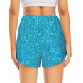 thumbnail image 3 of Picia Blue Glitter Pattern Women's 2 in 1 Athletic Running Shorts High Waisted Workout Casual Gym Sweat Shorts with Comfy Liner Zipper Pockets-Small, 3 of 9