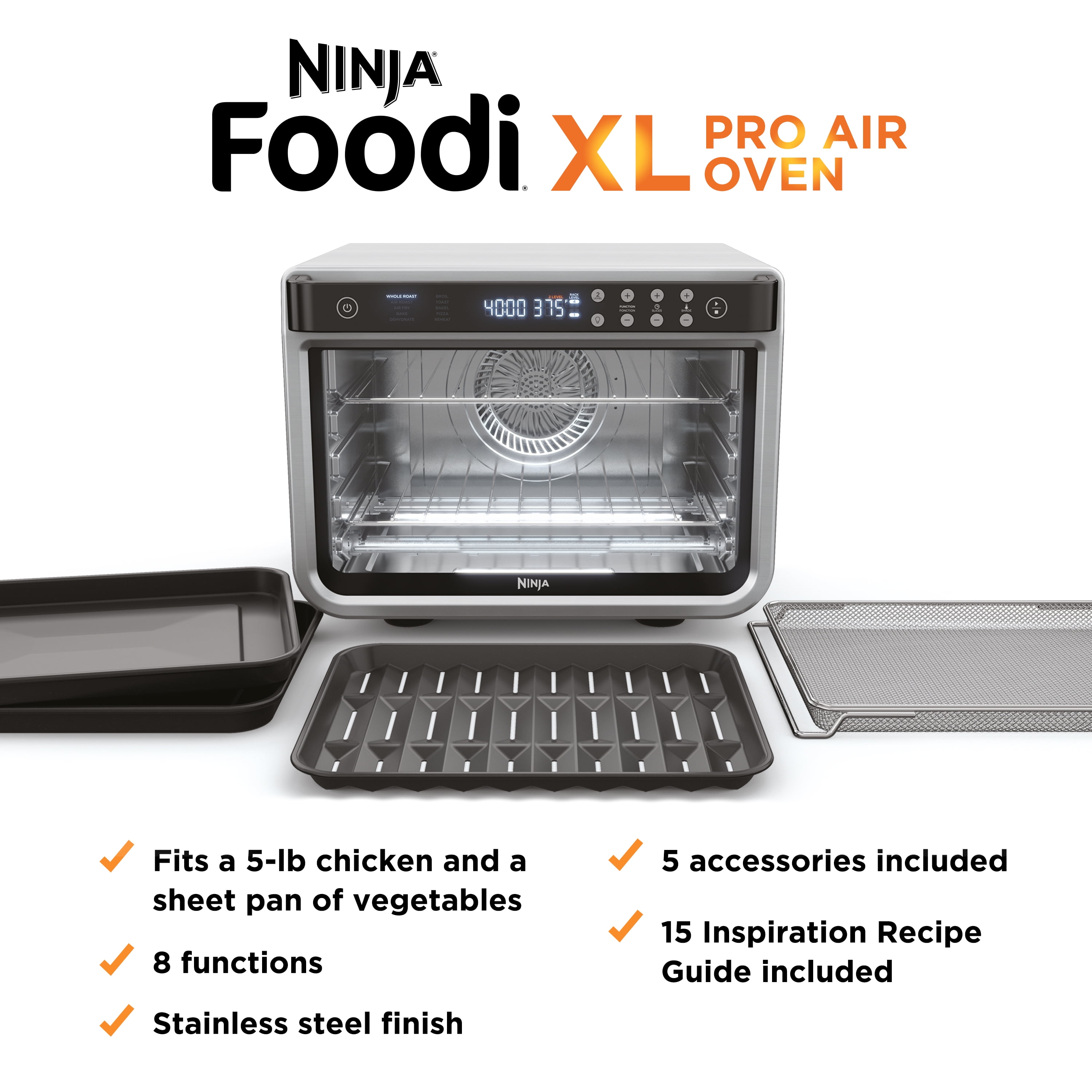 Ninja® Foodi® 7-in-1 Digital Pro Air Fry Oven, Countertop Oven, Dehydrate,  1800 Watts, SP200, New