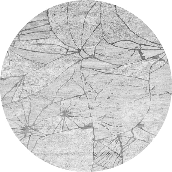 Ahgly Company Indoor Round Abstract Gray Contemporary Area Rugs, 7' Round