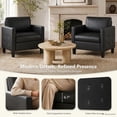 thumbnail image 5 of LAZZO Faux Leather Accent Chair, Mid-Century Modern Armchair with Tufted Seat and Armrests for Living Room and Office, Black, 5 of 8