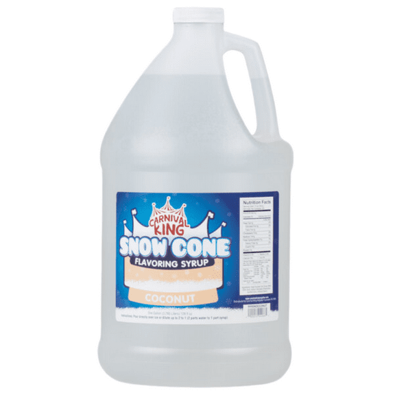 Carnival King 1 Gallon Snow Cone Syrup Coconut- Delicious Shaved Ice Flavoring for Machines & Parties