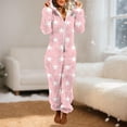 thumbnail image 2 of Hueook Women Pants Tall Pants Jumpsuits Women Long Sleeve Hooded Jumpsuit Pajamas Casual Winter Warm Rompe Sleepwear Pink XL, 2 of 5