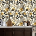 thumbnail image 5 of Peel and Stick Wallpaper Contact Paper Botanical Floral Yellow Black Grey Leaves Flowers Self Adhesive and Removable 17.7in x 118in, 5 of 8