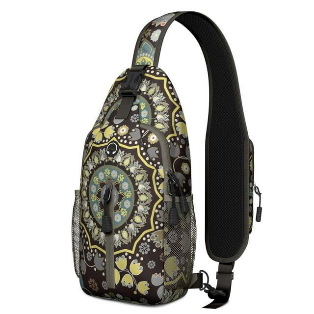 Chic Paisley Crossbody Backpack – Boho Vintage Sling Bag, Lightweight Anti-Theft Travel Daypack with Adjustable Strap & Multi-Pocket Design