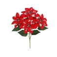 thumbnail image 2 of Artificial Poinsettia Flower Bouquet Realistic Silk Floral Arrangement for Home Office Wedding Party Decor Indoor Outdoor, 2 of 5