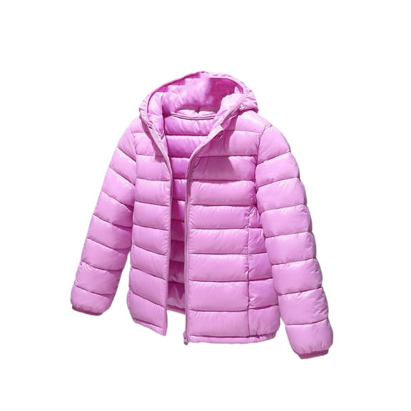 Girls Winter Coat Kids Puffer Coat Jacket Lightweight Hooded Packable Outerwear Warm Padded Down Coats Purple 10-11 Y