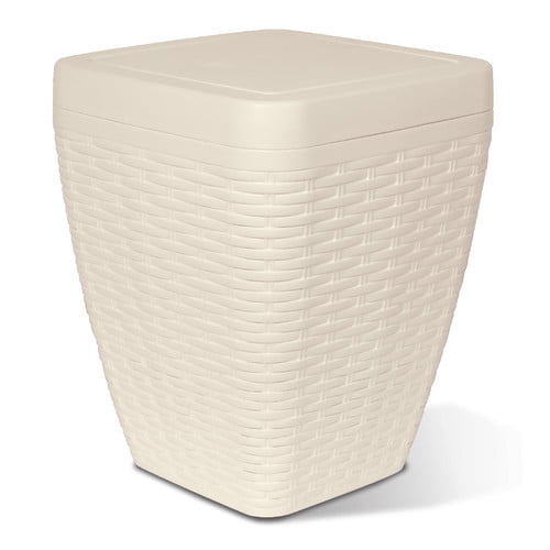 Deluxe Wicker Style Square Swing Trash can Compact Trash Can, Fits in Bathroom, Kitchen, or