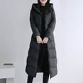thumbnail image 2 of Giftesty Women's Fall Winter Long Length Solid Color Hooded Long Sleeve Warm Pockets Cotton Padded Casual Coat Jacket Top for Daily Wear Cold Weather, 2 of 5