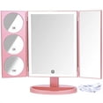 thumbnail image 4 of MIRRORVANA® X-Large Vanity Makeup Mirror with LED Lights | 360° Rotatable Extravagant Trifold Cosmetic Mirror with 10X, 5X, 3X Magnification for Women, Teens and Girls (Rose Gold), 4 of 8