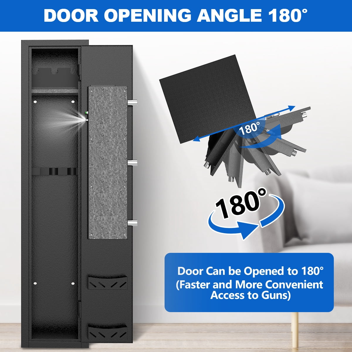 BESAFETY 2-4 Long Gun Safes, Gun Cabinets for Home Storage of Rifle and Pistols, Quick Access Rifle Safe with Alarm System & Gun Racks