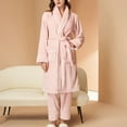 thumbnail image 2 of Soft Pajamas Plush Fleece Bath Spa Robe with Belt Women Cozy Warm Bathrobe Long Sleepwear Home Outfits (XL, Pink), 2 of 6