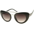 thumbnail image 2 of sunglassLA Unisex Women's Metal Crossbar Curved Temples Bold Mod Cat Eye Sunglasses (Black-Gold / Lavender) - 49mm, 2 of 4