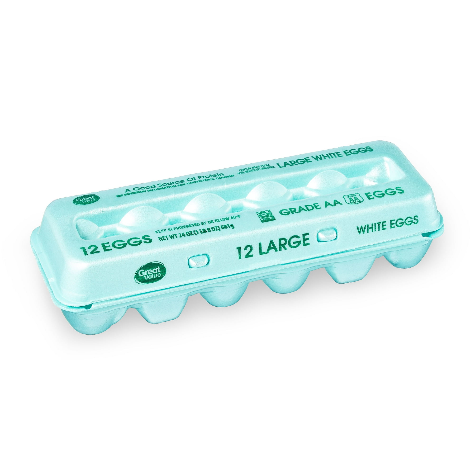 Great Value White Large Eggs, 12 Count