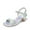 RAINBOW/SILVER, variant on Girls Sandals Ankle Strap Square Toe Low Heel Crystal Shell Wedding Party Flower Dress Shoes for Little Kids/Big Kids