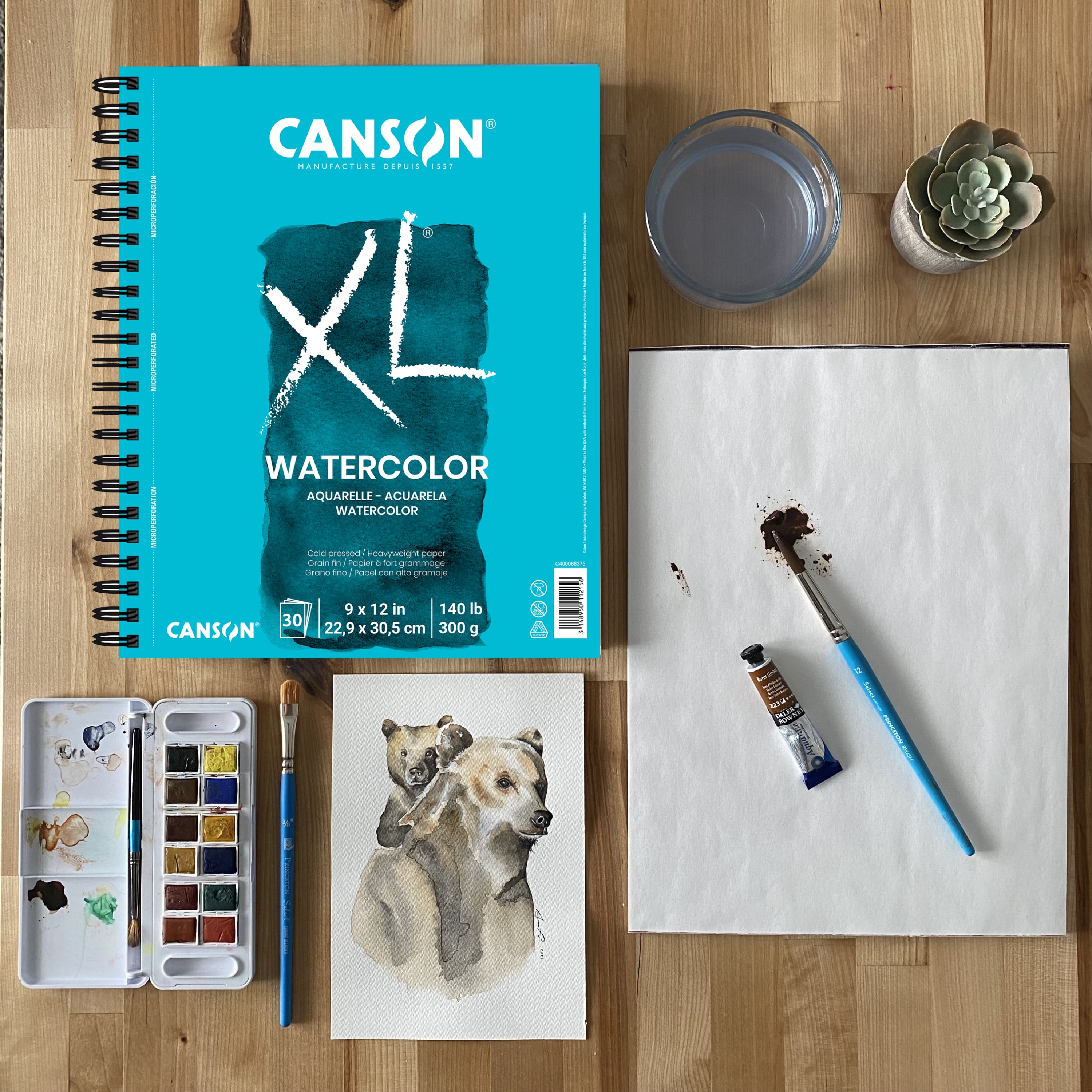 2-Pack Bundle - Canson XL Series Watercolor Paper - 9 x 12 inch - Textured, Cold Press - Side Wire Bound, 140 Pound, 30 Sheets Each