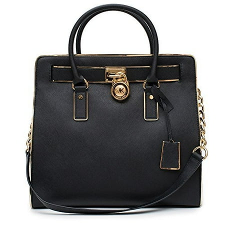 Michael Kors Spo Hamilton Satchel Black Gold N S Tote Bag New