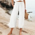 thumbnail image 2 of WENWU Women'S Pants Women Casual Pants White Baggy Pants Loose Work Pants for Women Elastic Waist Pants for Women with Pockets Women Summer Pants, 2 of 6