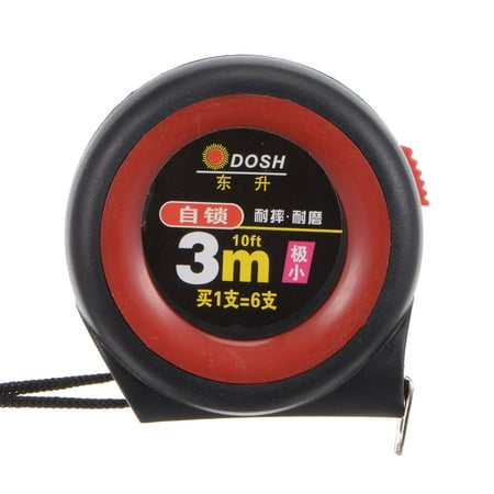 

Self Lock Tape Measure 3 Meters Retractable Ruler Steel Measuring Tape 19mm Wide Black Red ABS Shell