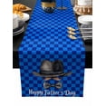 thumbnail image 2 of Happy Father's Day Cotton Linen Table Runner 13 x 70 inch Funny Bow Beard Blue Check Non-slip Rectangular Dining Table Decor for Wedding Party Holiday Dinner, 2 of 8