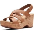 thumbnail image 1 of Sandalia Clarks Giselle Beach Cuña de Cuero Marrón Talla 11 Ancha, 1 of 7