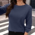 thumbnail image 4 of Setooff Waffle Knit Long Sleeve Blouses for Women, Round Neck Eyelet Raglan Shirts, Solid Loose Plus Size Casual Fall Tops for Women, 4 of 9