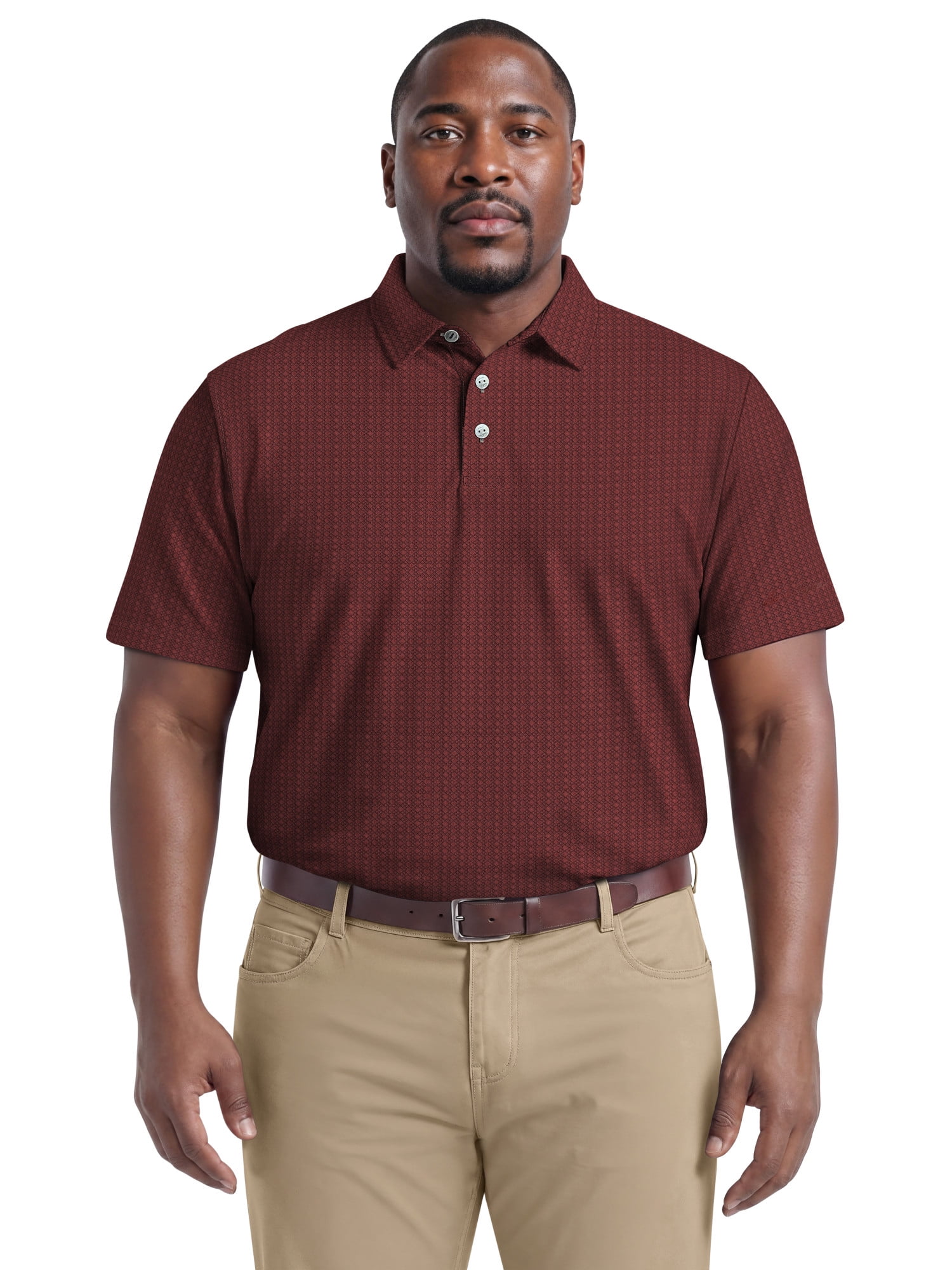Ben Hogan Performance Men's & Big Men's Two Color Jacquard Short Sleeve Polo Shirt, Sizes S-4XLT
