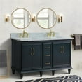 thumbnail image 2 of 61 in. Double Wooden Vanity Dark Gray White Carrara Marble Rectangle Sink, 2 of 10