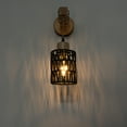 thumbnail image 3 of FSLiving Black Wall Sconce Rechargeable Battery Operated by Remote, No Drilling Dimmable LED Edison Bulb Wooden Wall Hanging for Rustic Home Decor Backdrop Exhibition Stage, Natural Rattan, 3 of 7