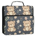 thumbnail image 3 of 3 Ring Zipper Binder with Shoulder Strap Waterproof Trapper Keeper 2 Inch D-Ring 500 Sheets Capacity Cute Teddy Bear and Flower, 3 of 7