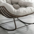 thumbnail image 2 of PORKISS Papasan Rocking Chair Indoor and Outdoor, Patio Rocker Recliner Chair with Padded Cushion, Modern Lounge Egg Chair with Steel, Rattan Frame, Beige, 2 of 11