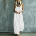 thumbnail image 5 of ClodeEU Women's V Neck Spaghetti Strap Tiered Maxi Dress,Boho Beach Vacation Swing Dress White,Women's Plus XL, 5 of 7
