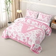 thumbnail image 3 of jejeloiu Vintage Cow Print Cowgirl Boot Twin Quilt Set For Kids,Princess Bow Monogrammed V Twin Coverlet Set For Girls,2pcs, 3 of 7
