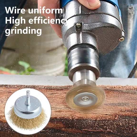 opolski Wire Wheel Brush Hexagonal Shank Quick Change Corrosion Resistant Simple Installation Polish Metal Reusable Brass Plated Crimped Wire Wheel Brush Gadget for Factory