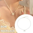 thumbnail image 3 of UOYOTT Bow Necklace High-end Design Sense Niche Beaded Clavicle Chain Necklace Hot R8 A6S9, 3 of 5