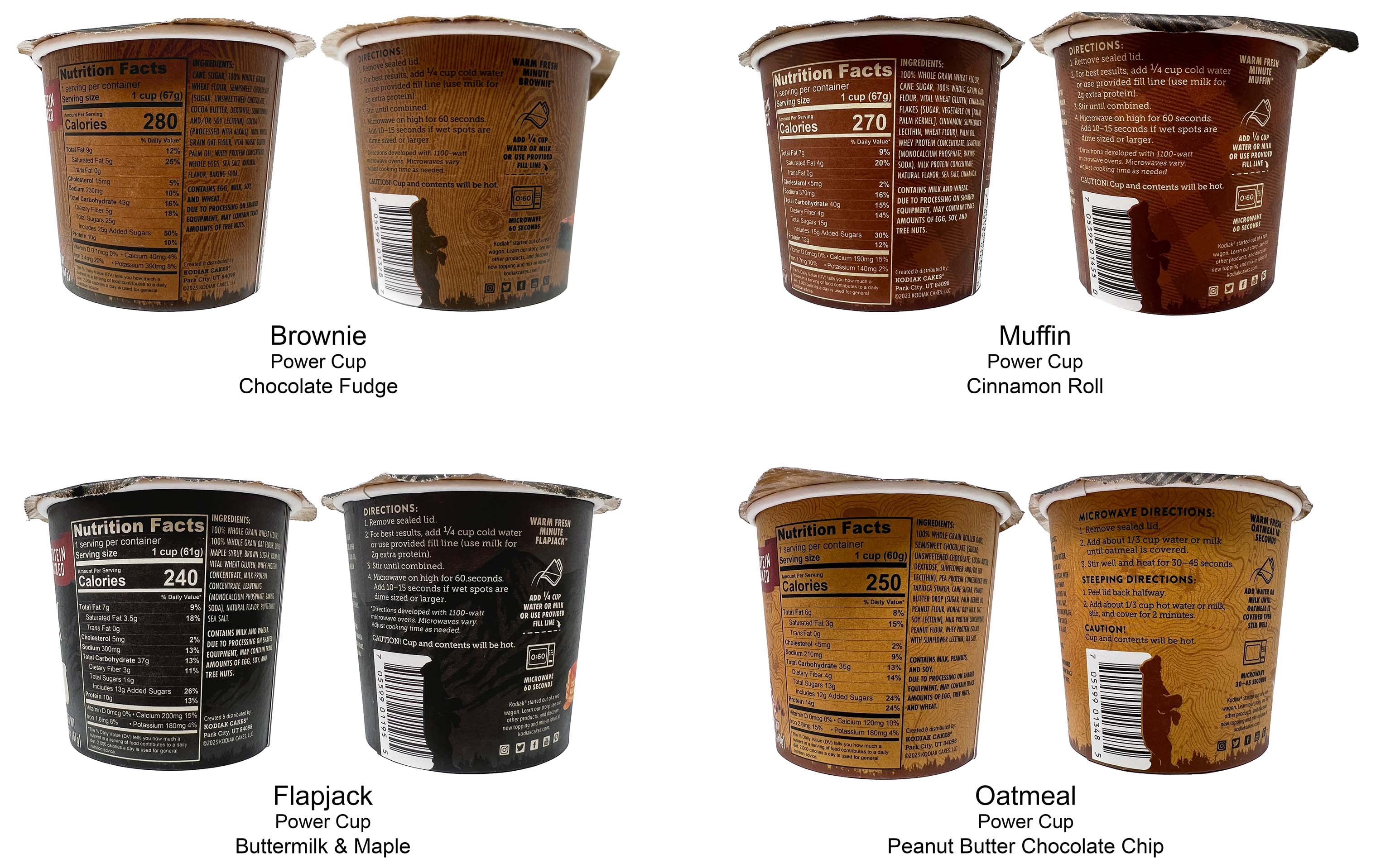Kodiak Breakfast Power Cups – Buttermilk Maple, Cinnamon Roll, Peanut Butter Chocolate Chip & Chocolate Fudge – 4 Pack+ MerlinsMart Zine