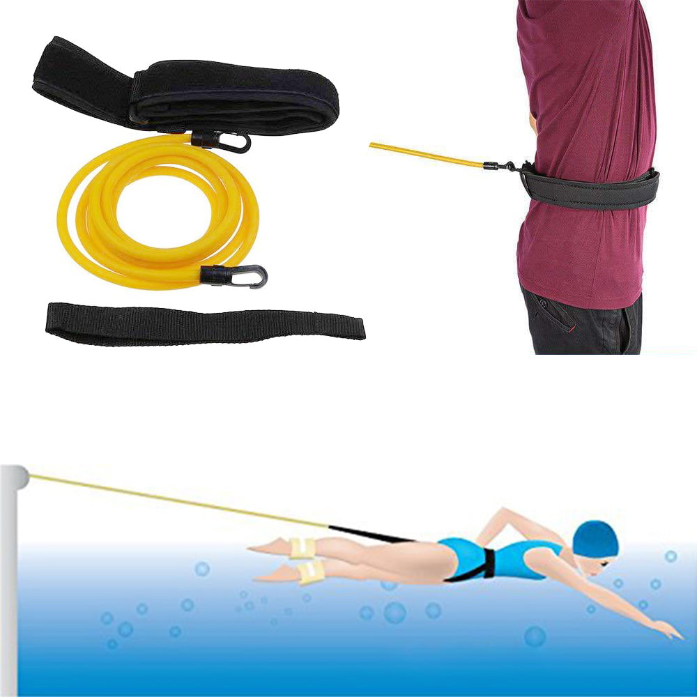 Swimming Leash Tether Resistance Belt Stationary Cord Swim Pool Training Aid 